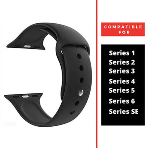 Black Plain Silicone Strap For Apple Iwatch (42mm/44mm)