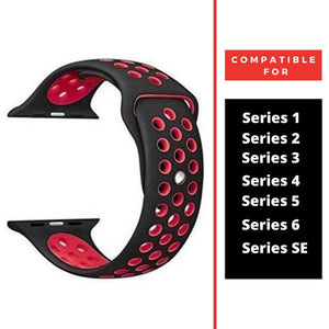 Black Red Dotted Silicone Strap For Apple Iwatch (38mm/40mm)