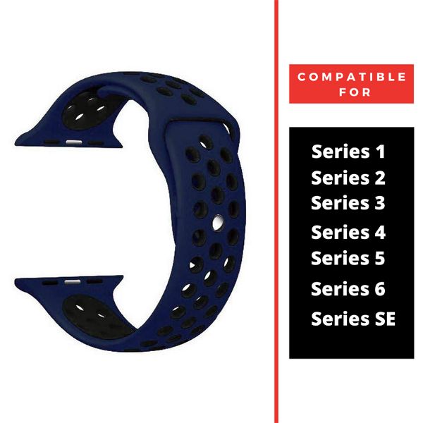 Blue Black Dotted Silicone Strap For Apple Iwatch (42mm/44mm)