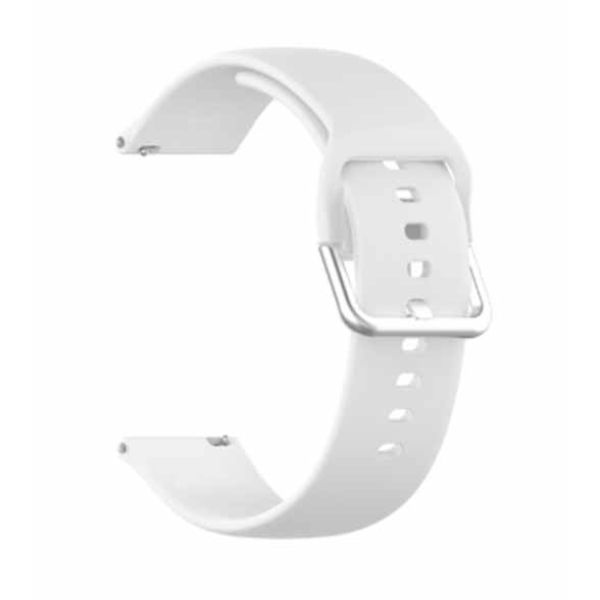 White Plain Silicone Strap With Stainless steel Buckle For Smart Watch (20mm)