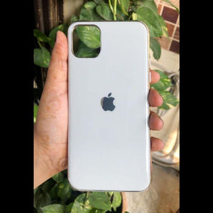 White Border mirror Silicone case for Apple iphone 11 pro