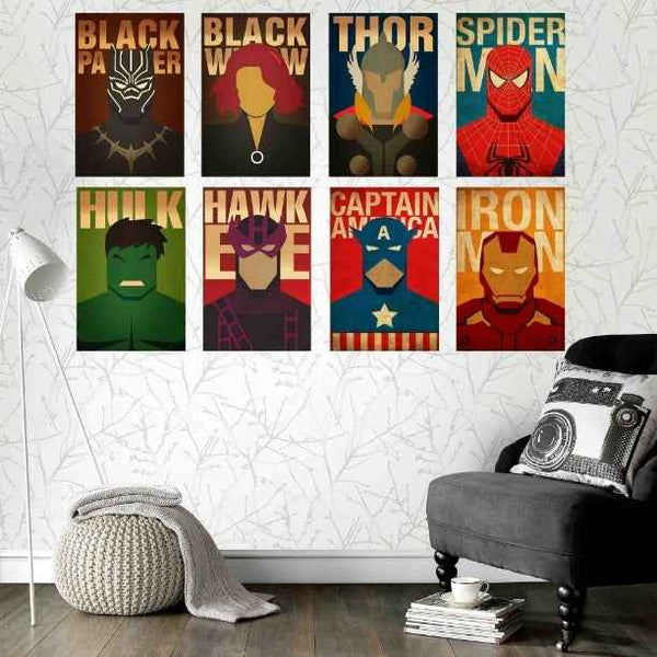 Avengers Style Superhero Posters – Set of 8 Wall Posters - The Hatke