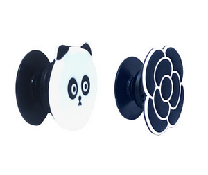 Silicon Engraved Popsockets combo : Panda and Black Flower