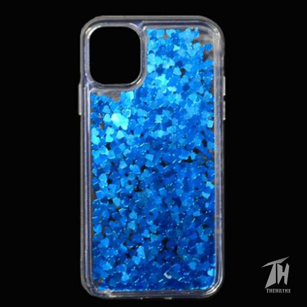 Blue Glitter Heart Case For Apple iphone 11