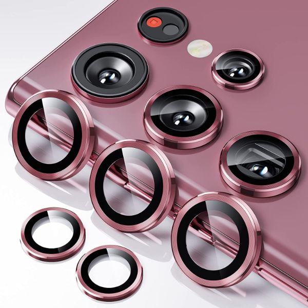 Burgundy Metallic camera ring lens guard for Samsung S22 Ultra - The Hatke