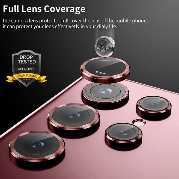 Burgundy Metallic camera ring lens guard for Samsung S22 Ultra - The Hatke