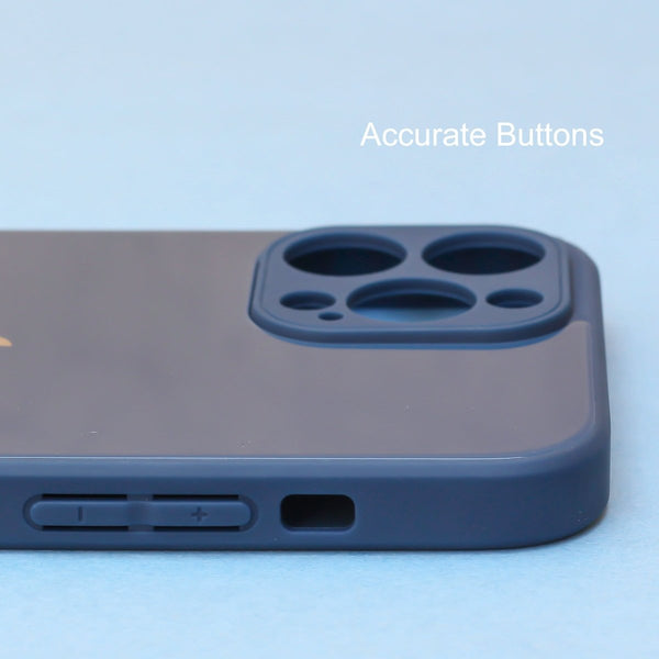 Dark Blue camera Safe mirror case for Apple Iphone 14 Pro - The Hatke