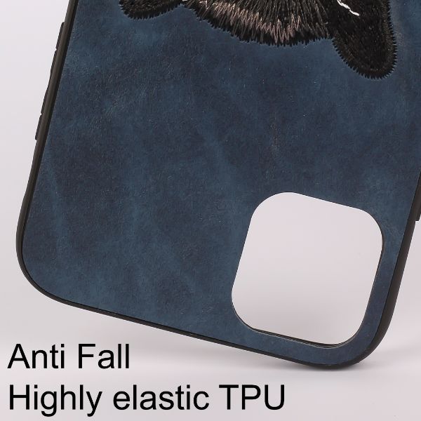 Dark Blue Leather Black Panther Ornamented for Apple Iphone 11 - The Hatke