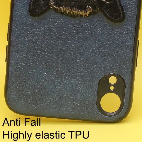 Dark Blue Leather Black Panther Ornamented for Apple Iphone XR - The Hatke