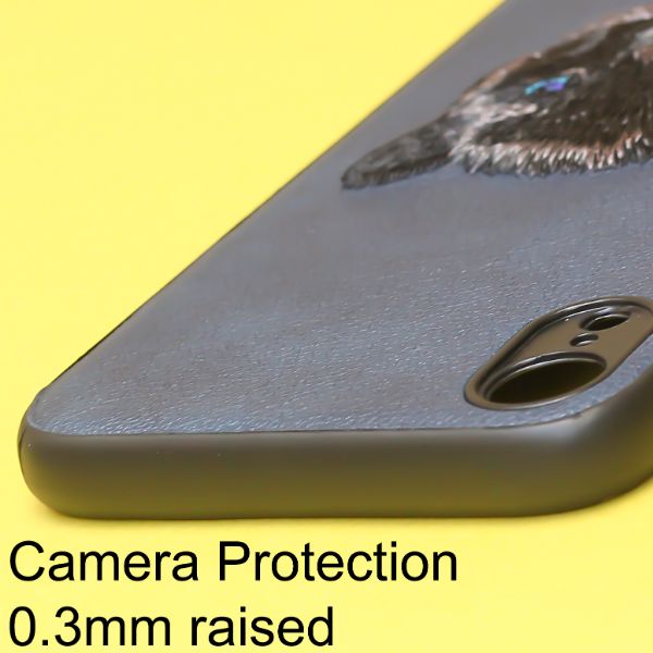 Dark Blue Leather Black Panther Ornamented for Apple Iphone XR - The Hatke