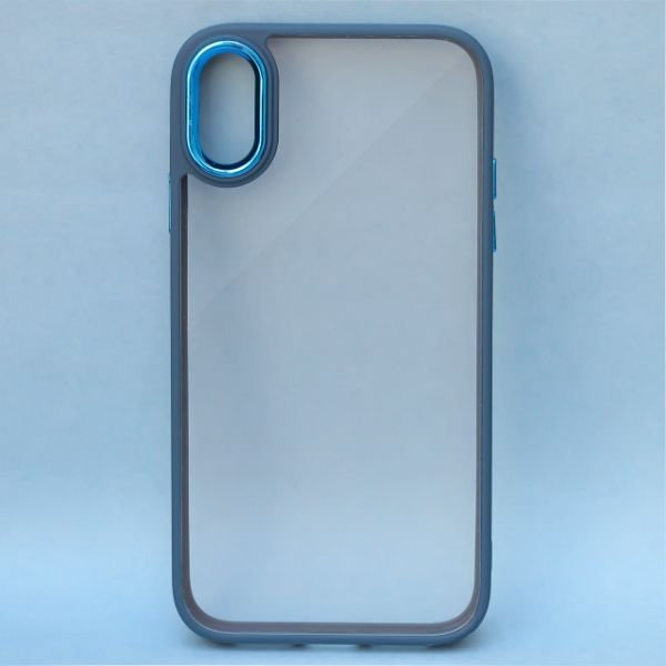 Dark Blue Metal Protection Transparent Case for Apple iphone X/Xs - The Hatke