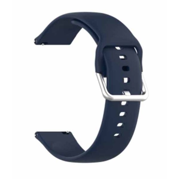 Dark Blue Plain Silicone Strap With Stainless steel Buckle For Smart Watch (20mm) - The Hatke