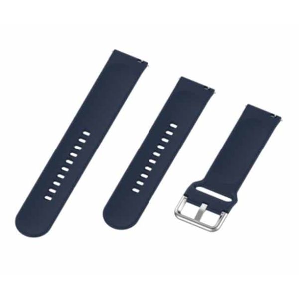 Dark Blue Plain Silicone Strap With Stainless steel Buckle For Smart Watch (20mm) - The Hatke