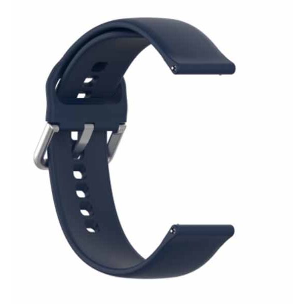 Dark Blue Plain Silicone Strap With Stainless steel Buckle For Smart Watch (20mm) - The Hatke