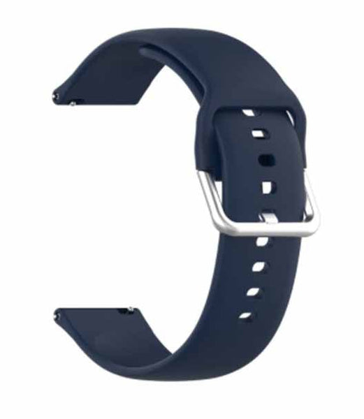Dark Blue Plain Silicone Strap With Stainless steel Buckle For Smart Watch (22mm) - The Hatke