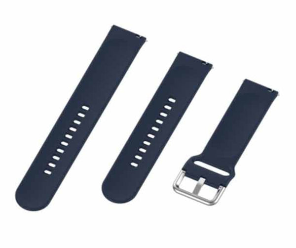 Dark Blue Plain Silicone Strap With Stainless steel Buckle For Smart Watch (22mm) - The Hatke