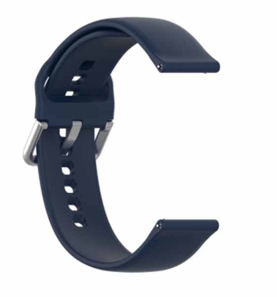 Dark Blue Plain Silicone Strap With Stainless steel Buckle For Smart Watch (22mm) - The Hatke