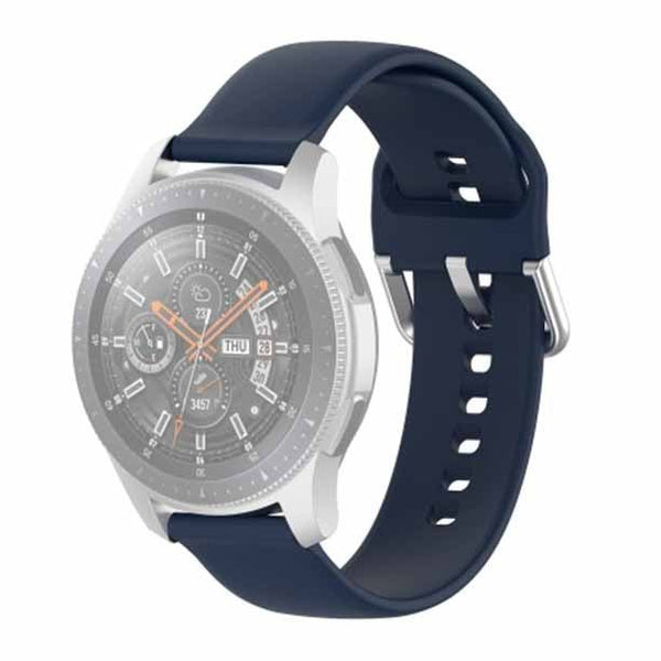 Dark Blue Plain Silicone Strap With Stainless steel Buckle For Smart Watch (22mm) - The Hatke