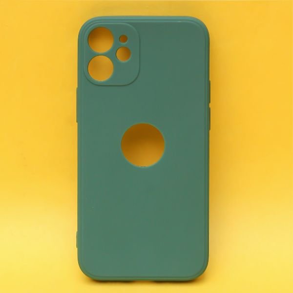 Dark Green Candy Logo Cut Silicone Case for Apple Iphone 12 - The Hatke