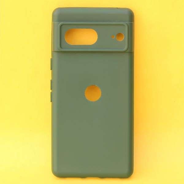 Dark Green Candy Logo Cut Silicone Case for Google Pixel 7 - The Hatke