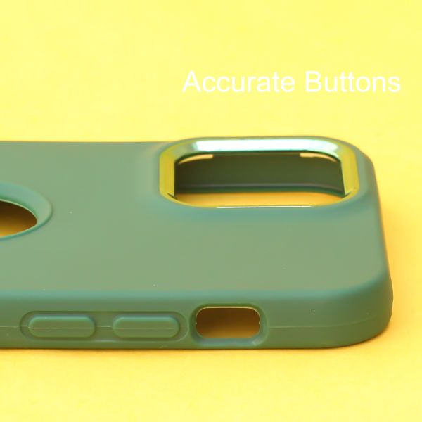 Dark Green Guardian Metal Logo cut Case for Apple iphone 13 pro - The Hatke