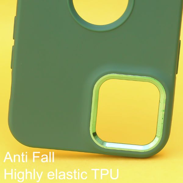 Dark Green Guardian Metal Logo cut Case for Apple iphone 13 pro - The Hatke