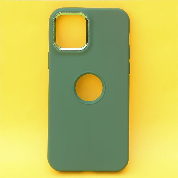 Dark Green Guardian Metal Logo cut Case for Apple iphone 13 pro - The Hatke