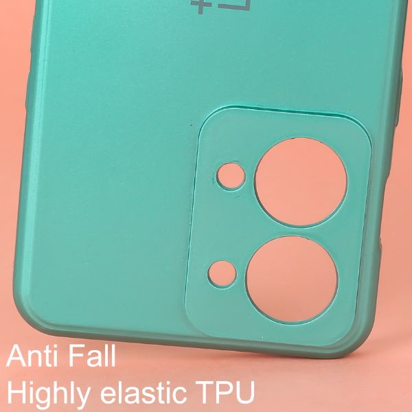 Dark Green Metallic Finish Silicone Case for Oneplus Nord 2T - The Hatke
