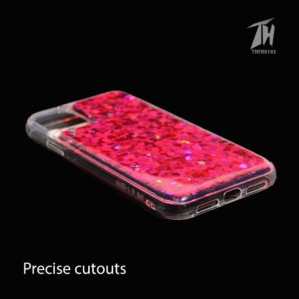 Dark Pink Glitter Heart Case For Apple iphone 11 pro max - The Hatke
