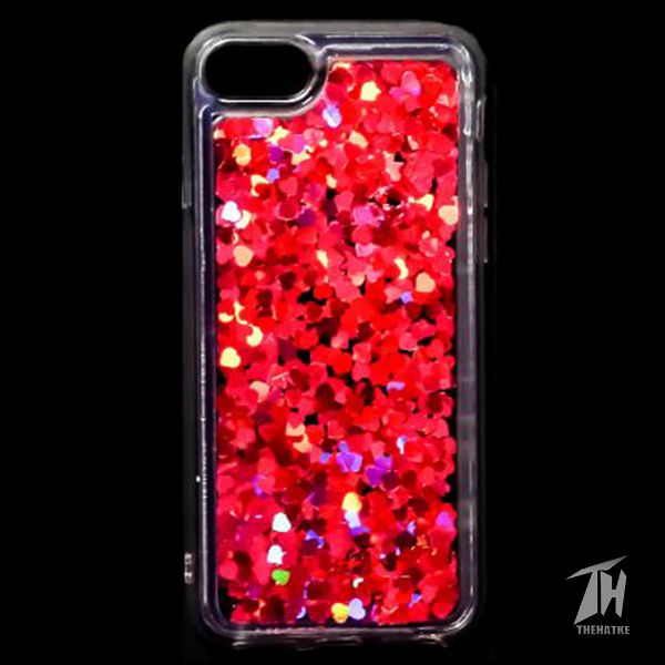 Dark Pink Glitter Heart Case For Apple iphone 8