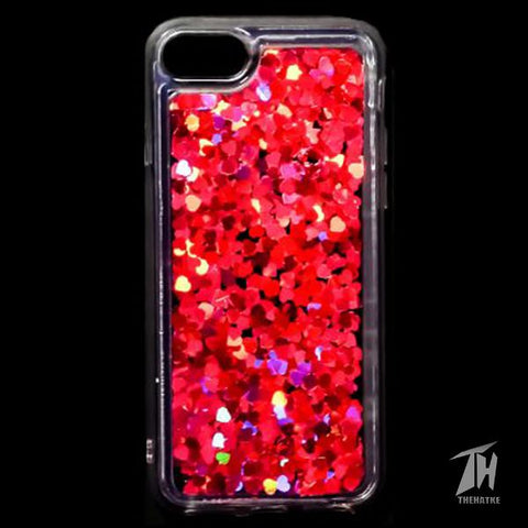 Dark Pink Glitter Heart Case For Apple iphone 7