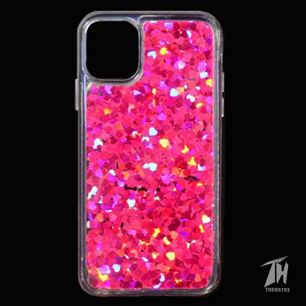 Dark Pink Glitter Heart Case For Apple iphone 11 pro max