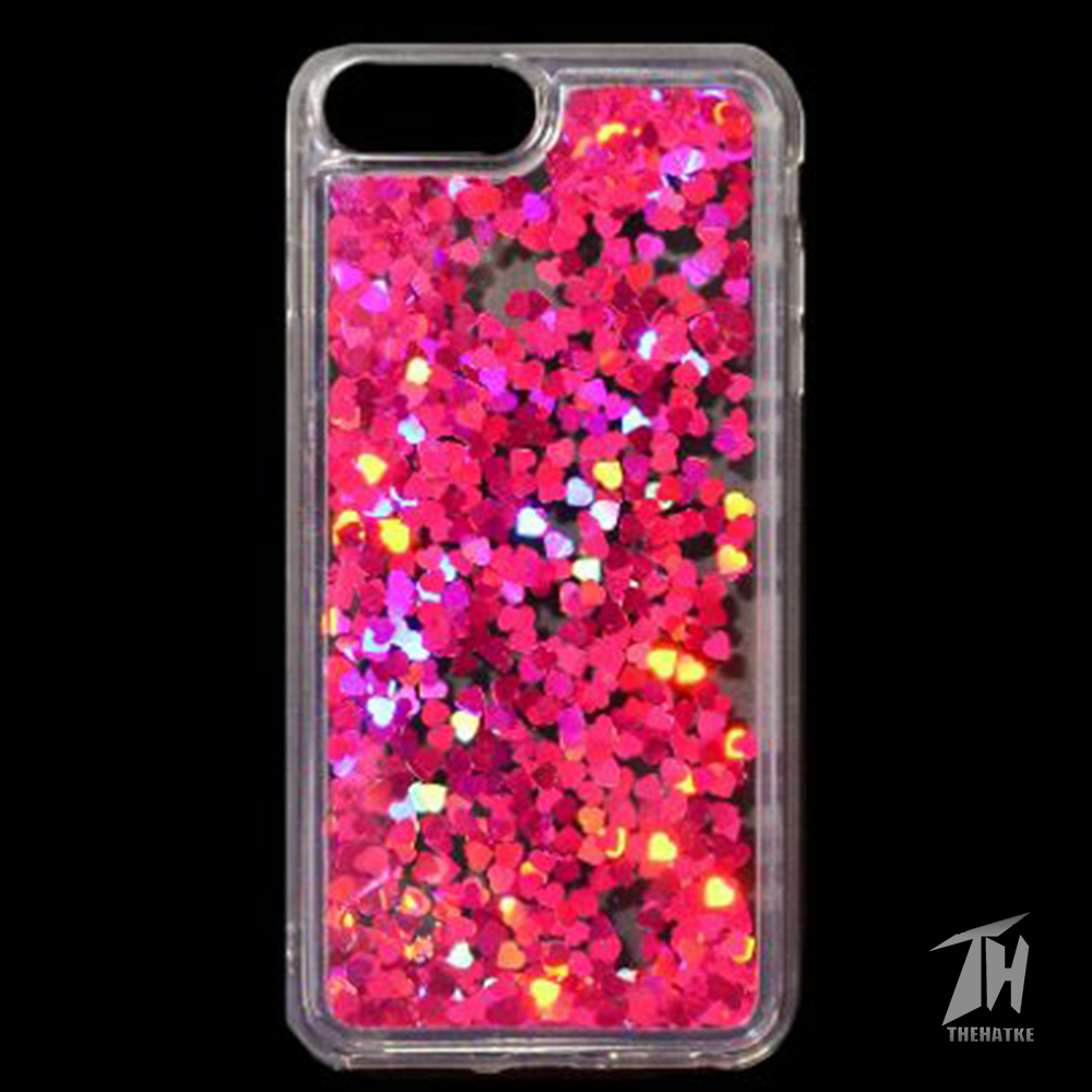 Dark Pink Glitter Heart Case For Apple iphone 7 plus