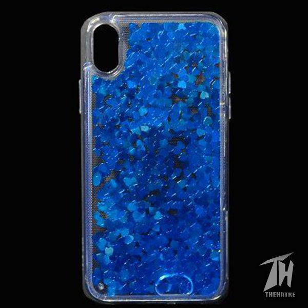 Blue Glitter Heart Case For Apple iphone X/Xs
