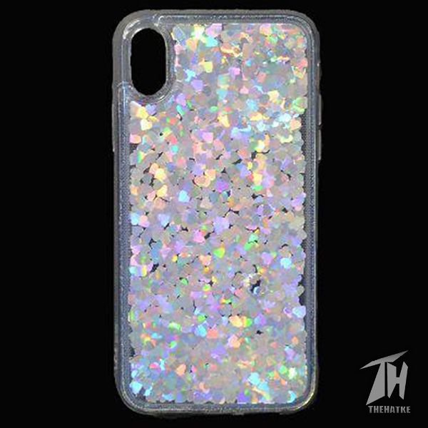 Grey Glitter Heart Case For Apple iphone X/Xs
