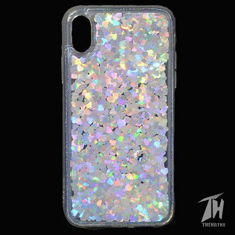 Grey Glitter Heart Case For Apple iphone XR