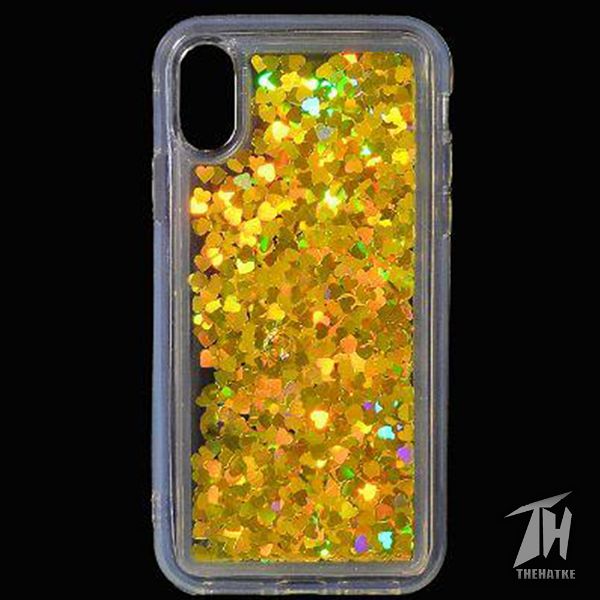 Golden Glitter Heart Case For Apple iphone X/Xs