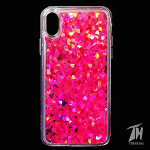 Dark Pink Glitter Heart Case For Apple iphone X/Xs