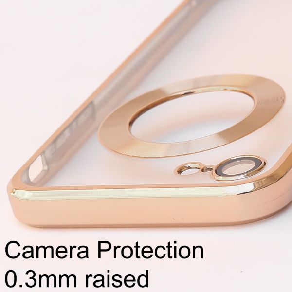 Gold 6D Chrome Logo Cut Transparent Case for Apple iphone 7 - The Hatke