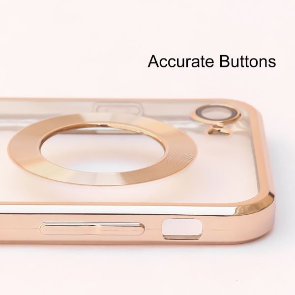 Gold 6D Chrome Logo Cut Transparent Case for Apple iphone 7 - The Hatke