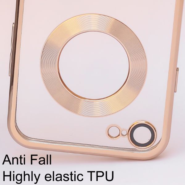 Gold 6D Chrome Logo Cut Transparent Case for Apple iphone 7 - The Hatke