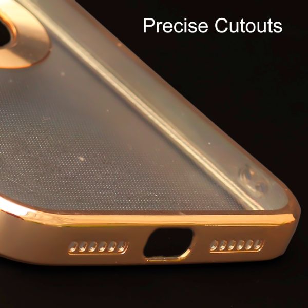 Golden 6D Chrome Logo Cut Transparent Case for Apple iphone 12 - The Hatke