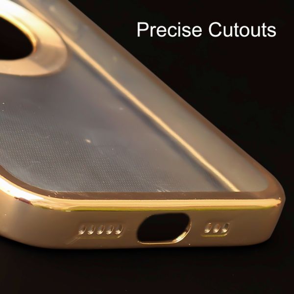 Golden 6D Chrome Logo Cut Transparent Case for Apple iphone 14 Plus - The Hatke