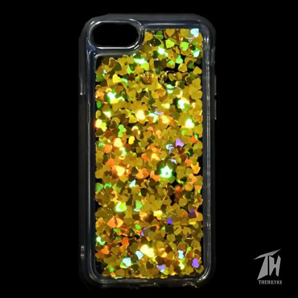 Golden Glitter Heart Case For Apple iphone 8