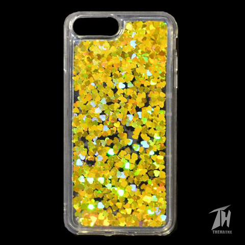 Golden Glitter Heart Case For Apple iphone 8 plus