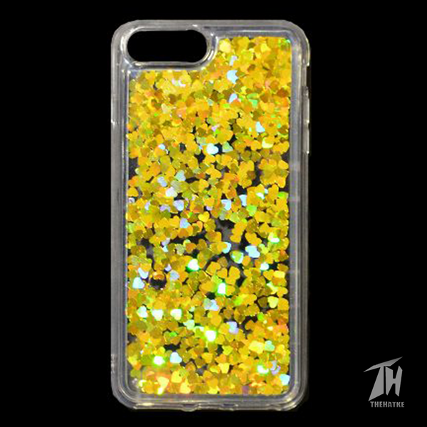 Golden Glitter Heart Case For Apple iphone 7 plus