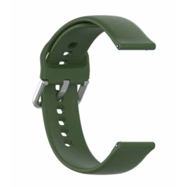 Green Plain Silicone Strap With Stainless steel Buckle For Smart Watch (20mm) - The Hatke