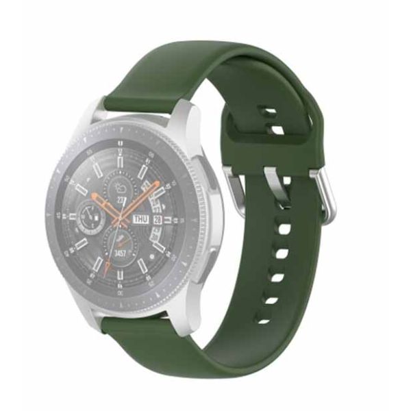 Green Plain Silicone Strap With Stainless steel Buckle For Smart Watch (20mm) - The Hatke