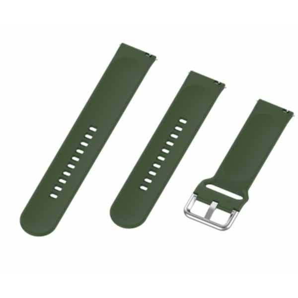 Green Plain Silicone Strap With Stainless steel Buckle For Smart Watch (20mm) - The Hatke