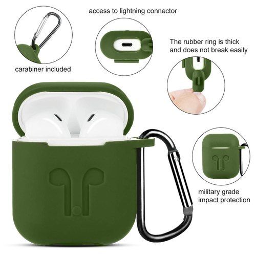 Green Silicone Case For Apple Airpods 1/2 - The Hatke